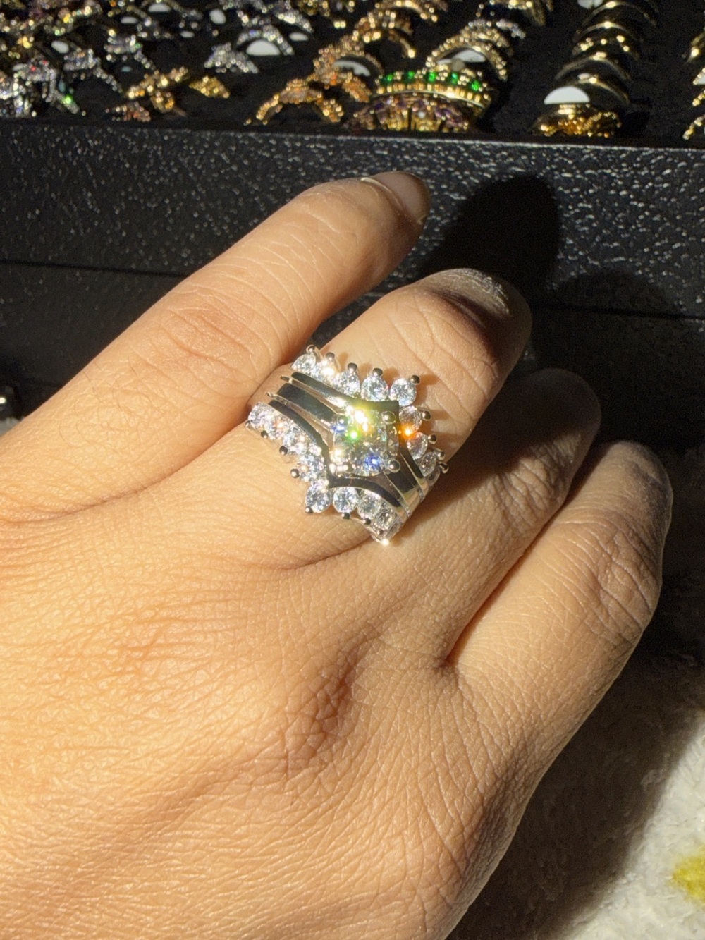 Size 6 Cubic Zirconia S925 Ring Sterling Silver Stackable Wedding Ring.